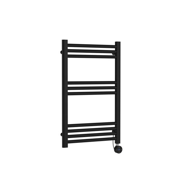 Round Straight Towel Radiator 800x500 - Hudson Reed MTY459 Black, Black colour ,image 1