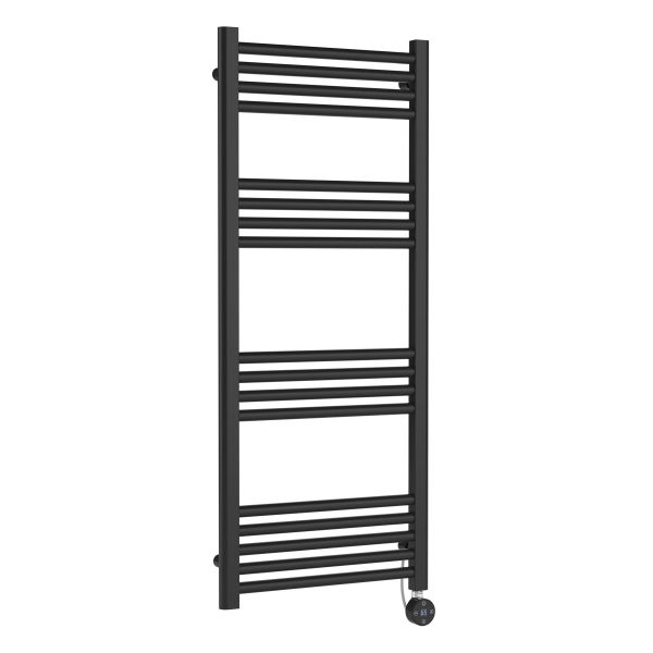Round Straight Towel Radiator 1200x500 - Hudson Reed MTY160 Black, Black colour ,image 1