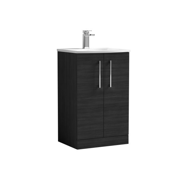 500mm Floor Standing 2 Door Vanity & Basin 4 - Nuie ARN601G Black, Black colour ,image 1