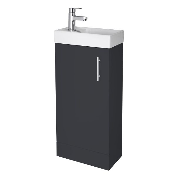 400mm Floor Standing Vanity & Basin - Nuie MIN024 Black, Black colour ,image 2