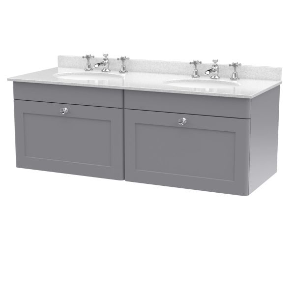 1200mm Wall Hung 2 Drawer Vanity & Marble Top - Nuie CLC294WR6 Grey, Grey colour ,image 1