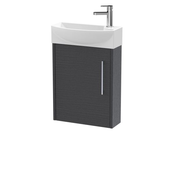 440mm Wall Hung 1 Door Unit & 1TH Basin LH - Hudson Reed JNU2261L Grey, Grey colour ,image 1