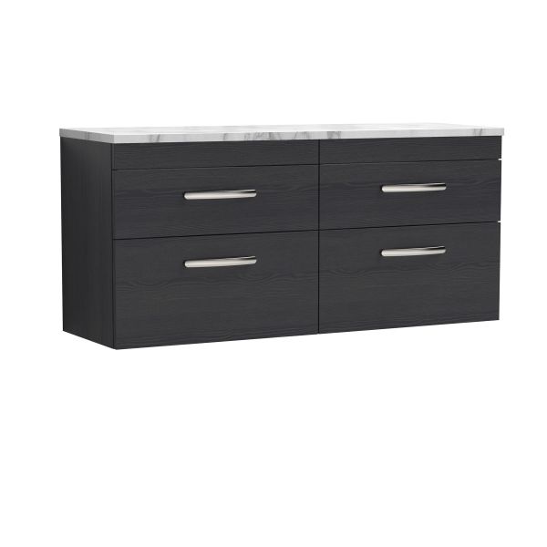 1200 Wall Hung 4-Drawer Unit & Laminate Worktop - Nuie ATH047LCM2 Black, Black colour ,image 1