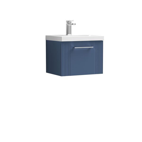 500mm Wall Hung Single Drawer Vanity & Basin 1 - Nuie DPF391A Blue, Blue colour ,image 1
