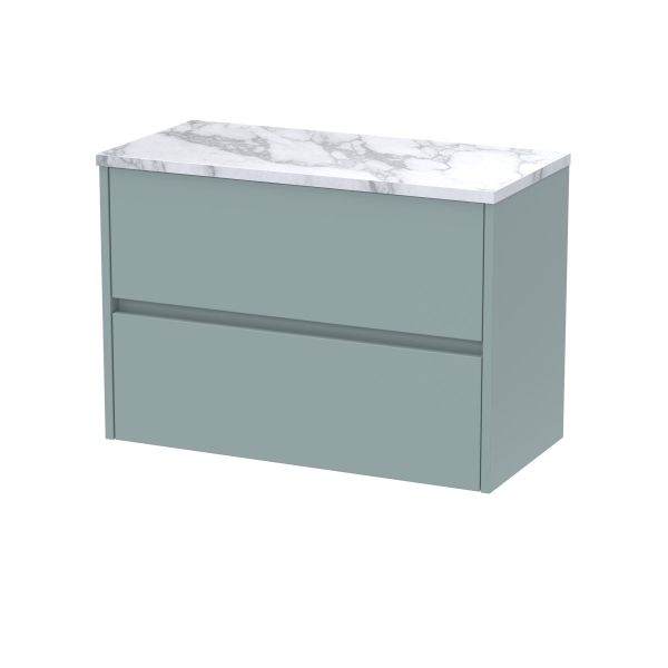 800 Wall Hung 2-Drawer Unit & Laminate Worktop - Nuie HAV2306LCM Grey, Grey colour ,image 1