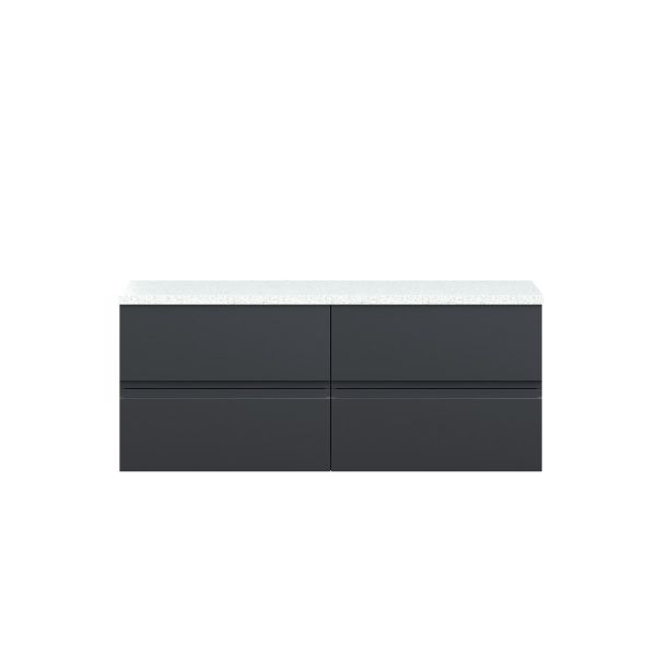 1200mm Wall Hung 4-Drawer Unit & Laminate Worktop - Hudson Reed URB1404LSW2 Black, Black colour ,image 1