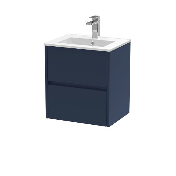 500mm Wall Hung 2-Drawer Unit & Basin 2 - Nuie HAV2902B Blue, Blue colour ,image 1