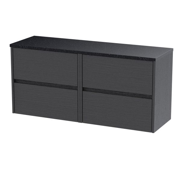 1200mm Wall Hung 4-Drawer Unit & Laminate Worktop - Nuie HAV2204LSB2 Grey, Grey colour ,image 1