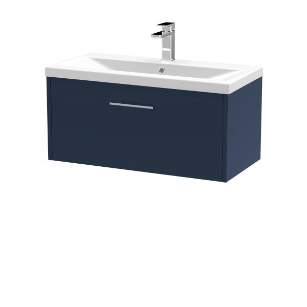 800mm Wall Hung Single Drawer Vanity & Basin 1 - Hudson Reed JNU2925A Blue, Blue colour ,image 1