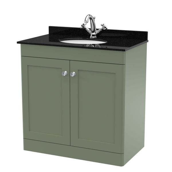 800mm Floor Standing 2 Door Vanity & Marble Top 1TH - Nuie CLC826BR1 Green, Green colour ,image 1