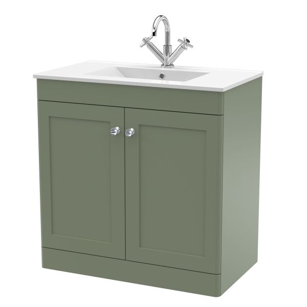 800mm Floor Standing 2-Door Vanity with Basin - 1 Tap Hole - Nuie CLC826C Green, Green colour ,image 1