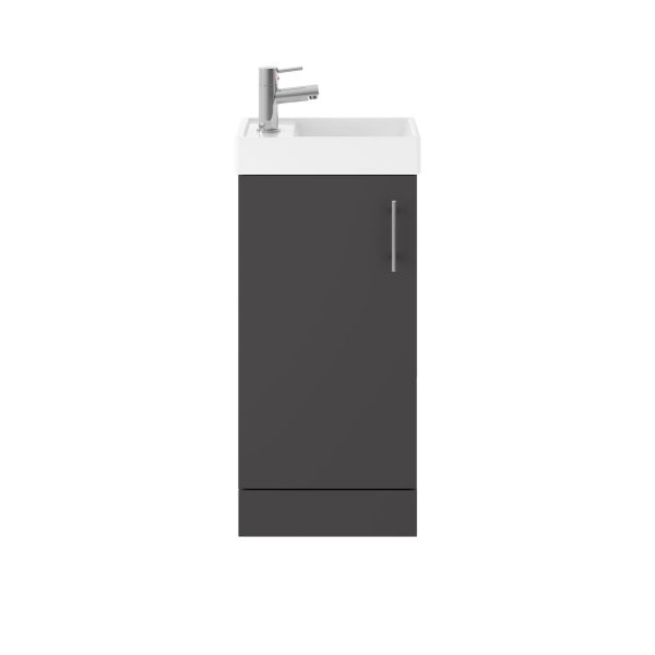 400mm Floor Standing Vanity & Basin - Nuie MIN014 Gloss Grey, Grey colour ,image 1
