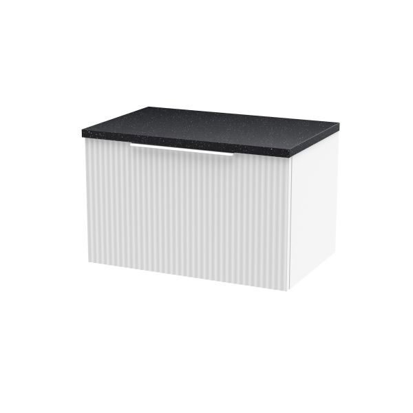 600mm Wall Hung Single Drawer Vanity & Laminate Top - Hudson Reed DFF194LSB White, White colour ,image 1