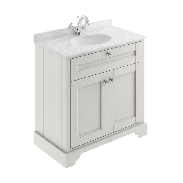 800mm Cabinet & Marble Top (1TH) - Hudson Reed LOF429 Timeless Sand, Grey colour ,image 1