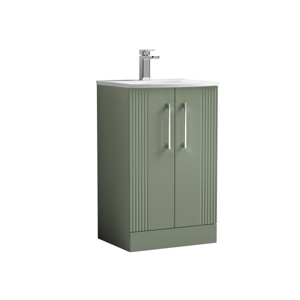 500mm Floor Standing 2 Door Vanity & Basin 4 - Nuie DPF823G Green, Green colour ,image 1