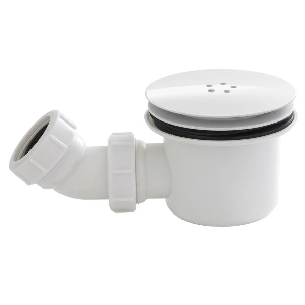 White Fast Flow Shower Waste - Hudson Reed STW004 Matt White, White colour ,image 1