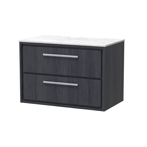 800mm Wall Hung 2-Drawer Vanity with Marble Worktop - Hudson Reed LIL2226WMT Grey, Grey colour ,image 1