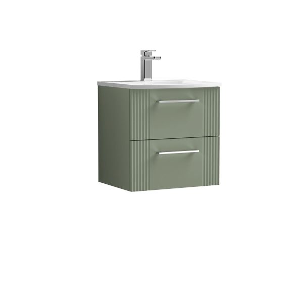 500mm Wall Hung 2 Drawer Vanity & Basin 4 - Nuie DPF892G Green, Green colour ,image 1
