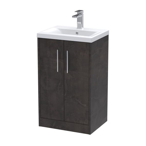 500mm Floor Standing 2 Door Vanity & Basin 1 - Hudson Reed JNU2601A Brown, Brown colour ,image 1