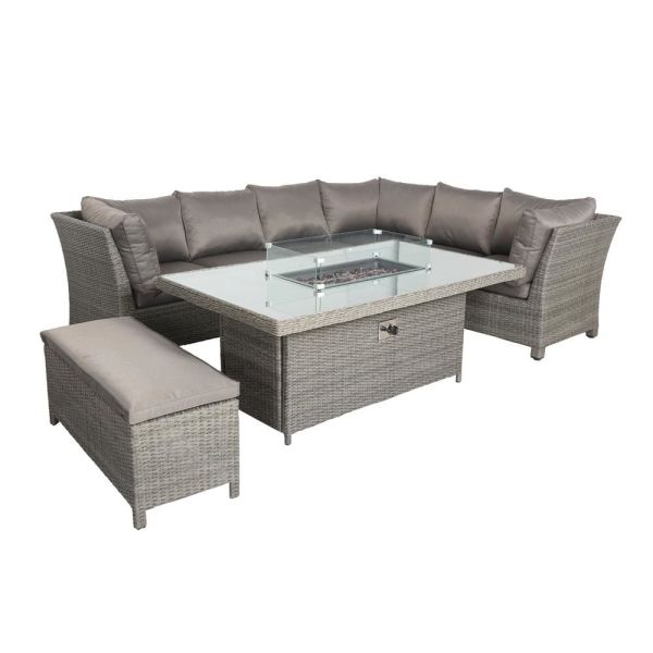 Paris 7Pc Deluxe Modular Rectangular Corner Dining Set, Grey colour ,image 1