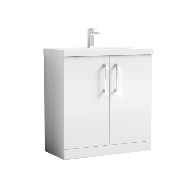 800mm Floor Standing 2 Door Vanity & Basin 3 - Nuie ARN105D White, White colour ,image 1