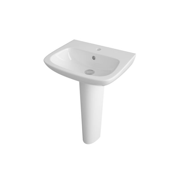 500mm Basin & Pedestal - Nuie CPC022 White, White colour ,image 13