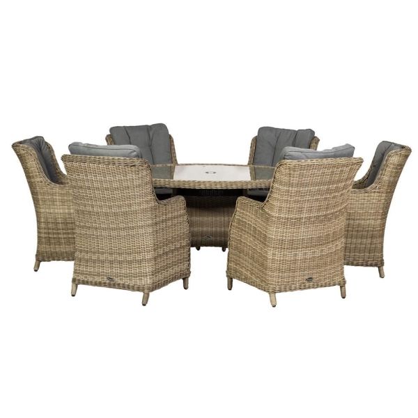 Wentworth 6 Seater Round Highback Comfort Dining Set, Neutrals colour ,image 1