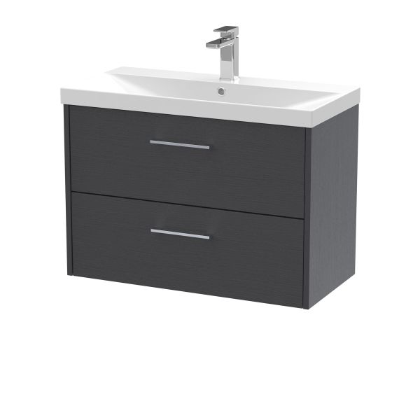 800mm Wall Hung 2 Drawer Vanity & Basin 3 - Hudson Reed JNU2226D Grey, Grey colour ,image 1
