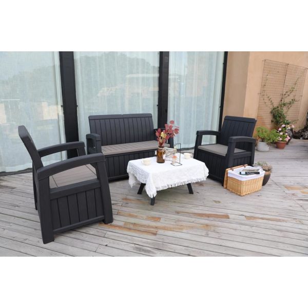 Faro 4 Seater Conversation Set - 1 Two Seater Sofa, Black colour ,image 1
