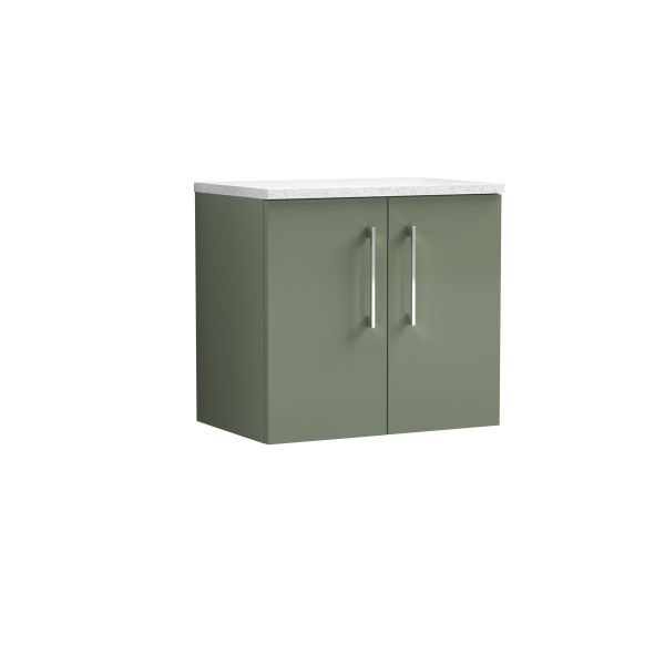 600mm Wall Hung 2 Door Vanity & Laminate Top - Nuie ARN823LSW Green, Green colour ,image 1