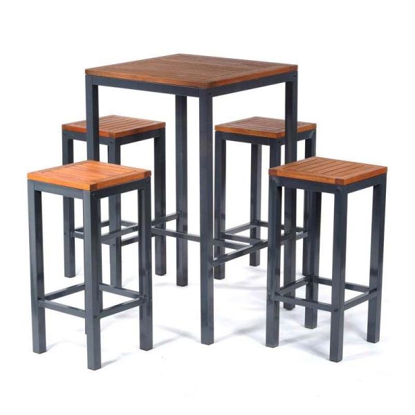 Dorset Bar Table and 4 Stool Set - Metal Garden Dining Sets 4 Seat, Neutrals colour ,image 1