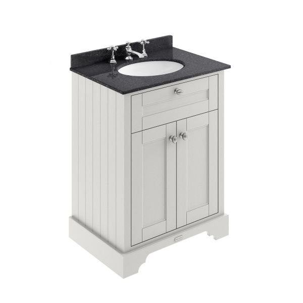600mm Cabinet & Marble Top (3TH) - Hudson Reed LOF424 Timeless Sand, Grey colour ,image 1