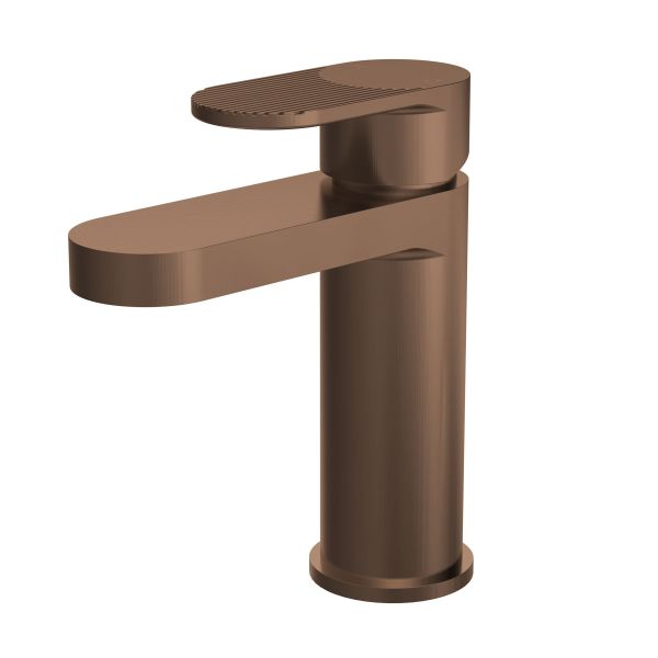 Fluted Mono Basin Mixer with Push Button Waste - Nuie BIN1505F Brass, Brass colour ,image 1