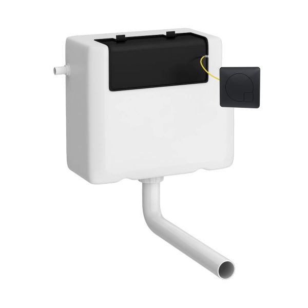 Universal Access Cistern & Black Square Flush Plate - Hudson Reed XTY8M02 Matt Black, Black colour ,image 1