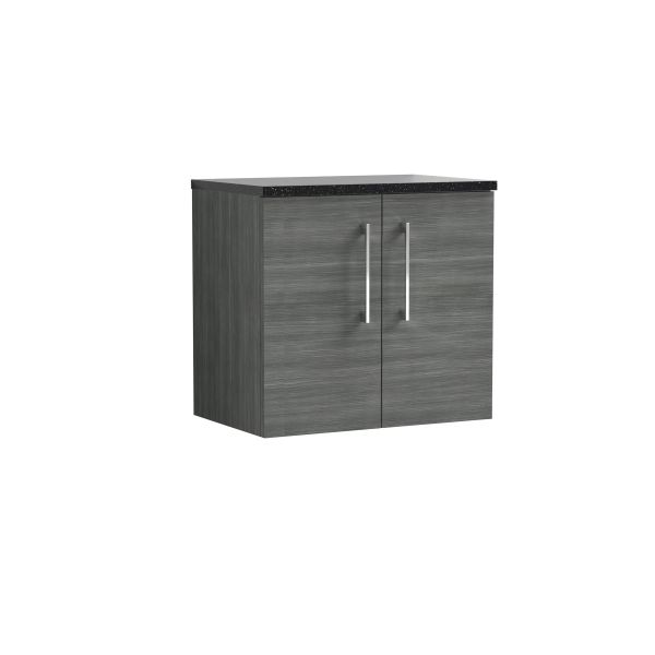600mm Wall Hung 2 Door Vanity & Laminate Top - Nuie ARN523LSB Grey, Grey colour ,image 1