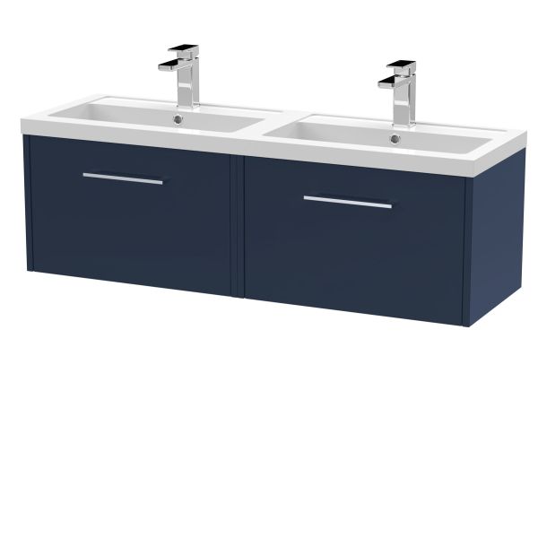 1200mm Wall Hung 2-Drawer Vanity & Double Basin - Hudson Reed JNU2922C Blue, Blue colour ,image 1