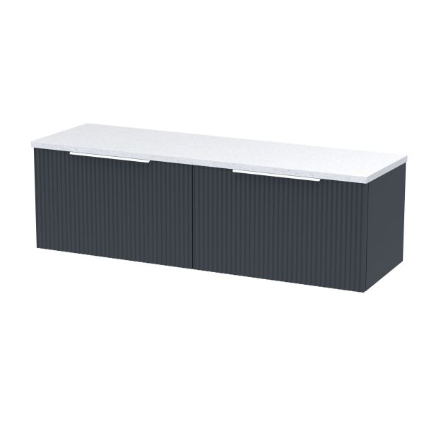 1200 Wall Hung 2-Drawer Vanity & Laminate Worktop - Hudson Reed DFF1494LSW2 Black, Black colour ,image 1
