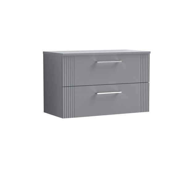800mm Wall Hung 2 Drawer Vanity & Worktop - Nuie DPF295W Grey, Grey colour ,image 1