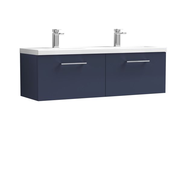1200mm Wall Hung 2-Drawer Vanity & Double Basin - Nuie ARN2922F Blue, Blue colour ,image 1