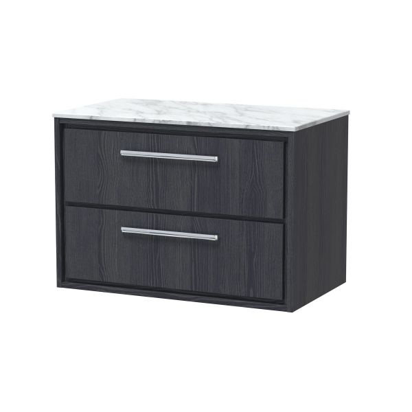 800mm Wall Hung 2-Drawer Vanity with Marble Worktop - Hudson Reed LIL2226CMT Grey, Grey colour ,image 1