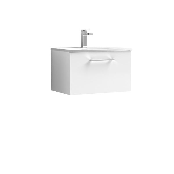 600mm Wall Hung 1 Drawer Vanity & Basin 4 - Nuie ARN122G White, White colour ,image 1