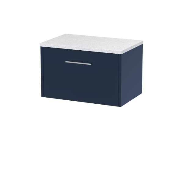 600mm Wall Hung Single Drawer Vanity & Laminate Worktop - Hudson Reed JNU2922LSW Blue, Blue colour ,image 1