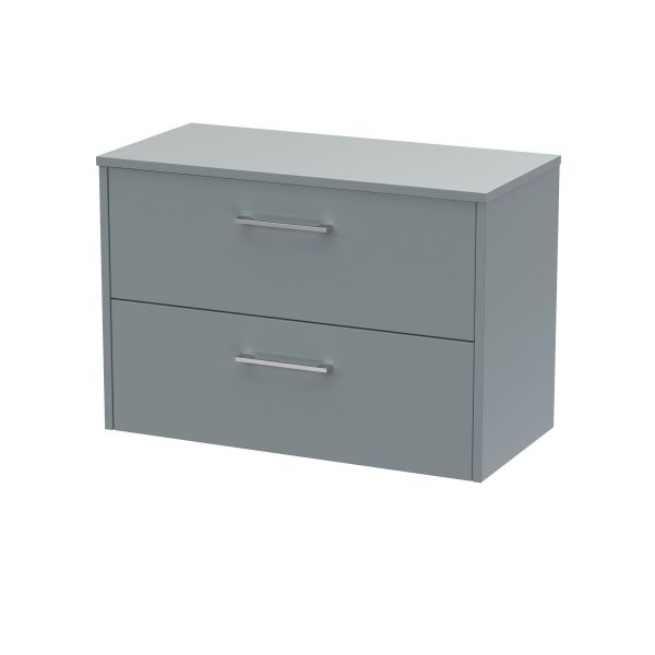 800mm Wall Hung 2 Drawer Vanity & Worktop - Hudson Reed JNU2326W Grey, Grey colour ,image 1