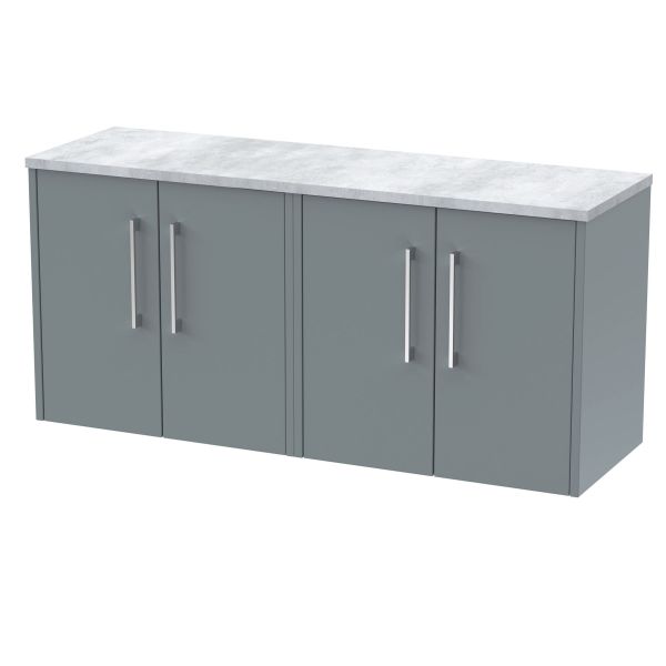 1200 Wall Hung 4-Door Vanity & Laminate Worktop - Hudson Reed JNU2323LBG2 Grey, Grey colour ,image 1
