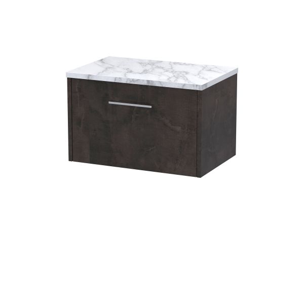 600 Wall Hung 1-Drawer Vanity & Laminate Worktop - Hudson Reed JNU2622LCM Brown, Brown colour ,image 1