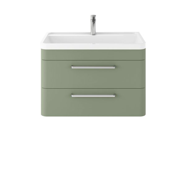 Wall Hung 800mm Cabinet & Basin - Hudson Reed SOL804 Green, Green colour ,image 1