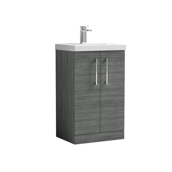 500mm Floor Standing 2 Door Vanity & Basin 3 - Nuie ARN501D Grey, Grey colour ,image 1