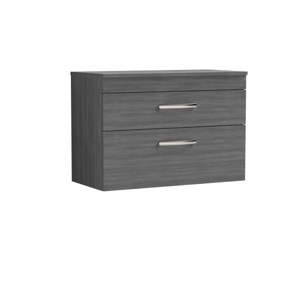 800mm Wall Hung Vanity With Worktop - Nuie ATH067W Anthracite Woodgrain, Brown/Grey colour ,image 1