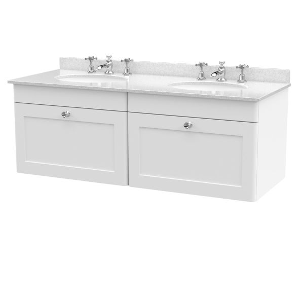 1200mm Wall Hung 2 Drawer Vanity & Marble Top - Nuie CLC194WR6 White, White colour ,image 1