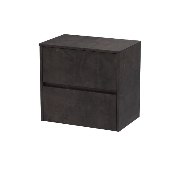 600mm Wall Hung 2 Drawer Unit & Worktop - Nuie HAV2604W Brown, Brown colour ,image 1